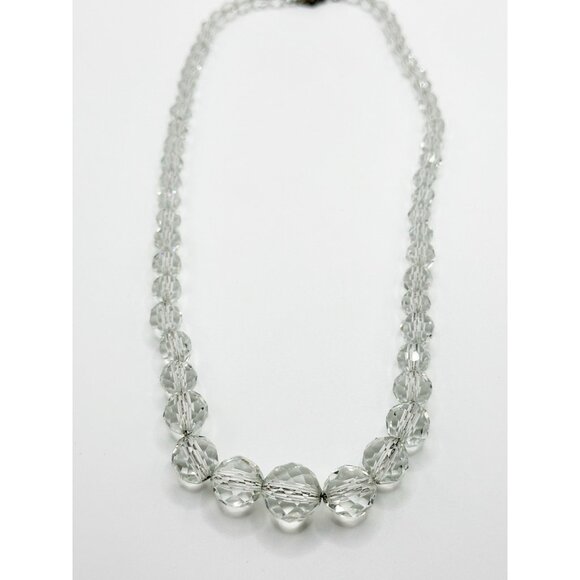 Vintage Graduated Faceted Crystal Bead On Chain Necklace 18.5” - Picture 6 of 9